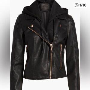 Blank NYC Black Leather Jacket with Gold Accents NWOT